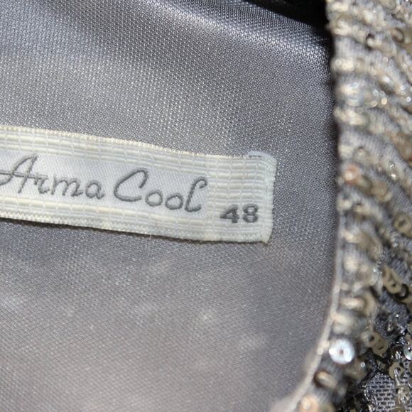 Arma Cool Silver Glitter Sequin Long Sleeve Maxi Dress Size 16 - Picture 11 of 12